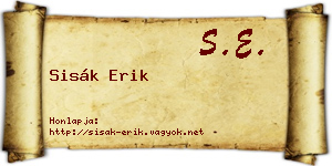 Sisák Erik névjegykártya